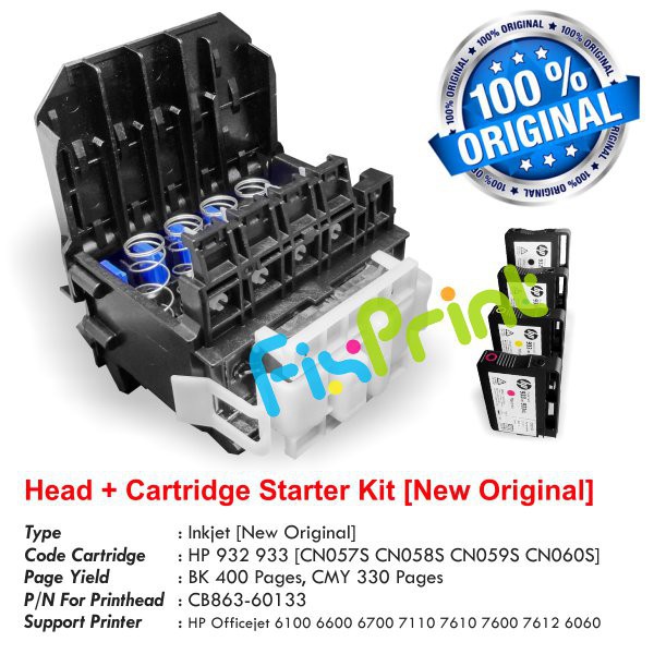 Print Head Cartridge Tinta 932 933 Original Printhead Officejet 7610 7612 7110 7600 Kit HP 7612