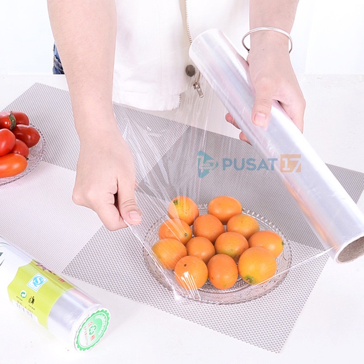 Wrapping Plastic Food Grade Cling Wrap Plastic Vegetable Wrapping High Quality Berkualitas Makanan Kue Cake Veggie Penutup Pembungkus Transparan Anti Lengket Elastis Menyimpan Saving Buah Sayur Fruit 1 Satu Roll Gulung Grosir Prakarya Malang