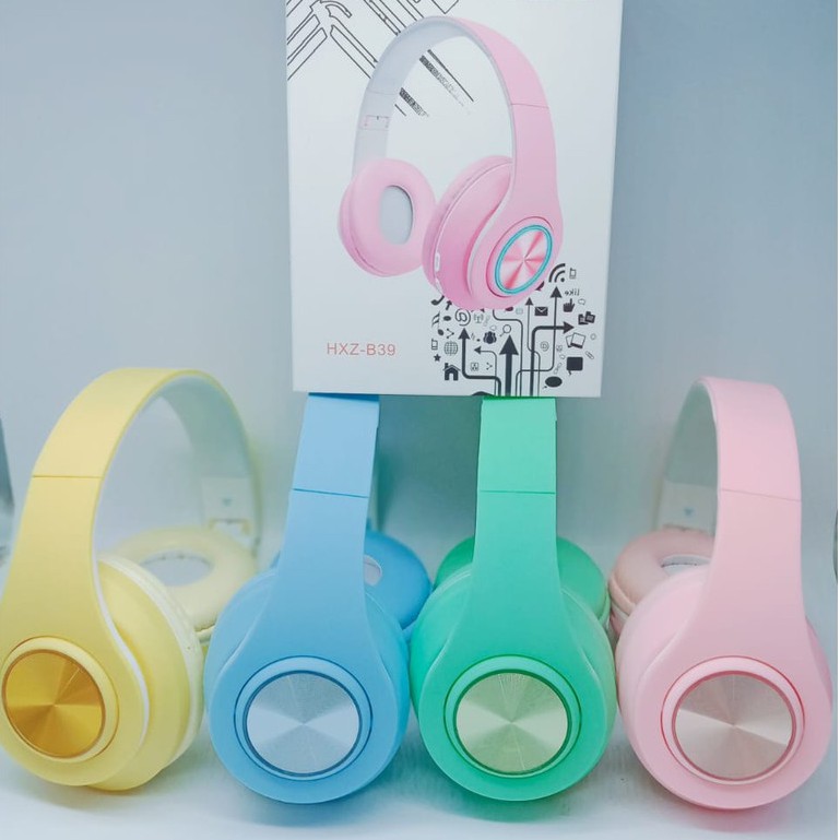 Headphone  HXZ-B39 Macaron With Built-in Mic  / Headphone Light Led Bluetooth wireless