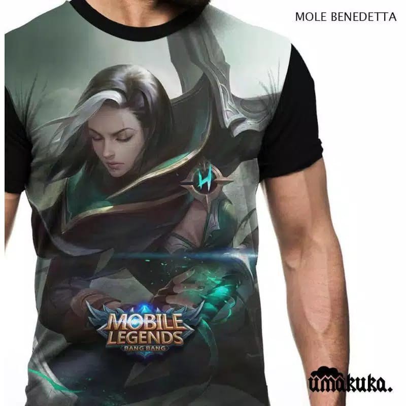 baju tshirt kaos 3d fullprinting mobile legend  benedetta karina fanny alucard original keren & mura