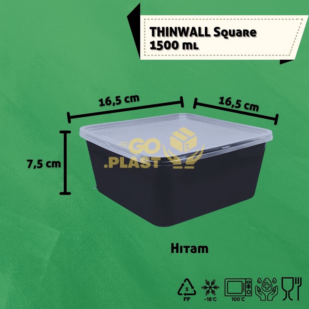 THINWALL 1500 ML WARNA / KOTAK MAKAN PLASTIK 1500 ML WARNA ISI 6 PCS