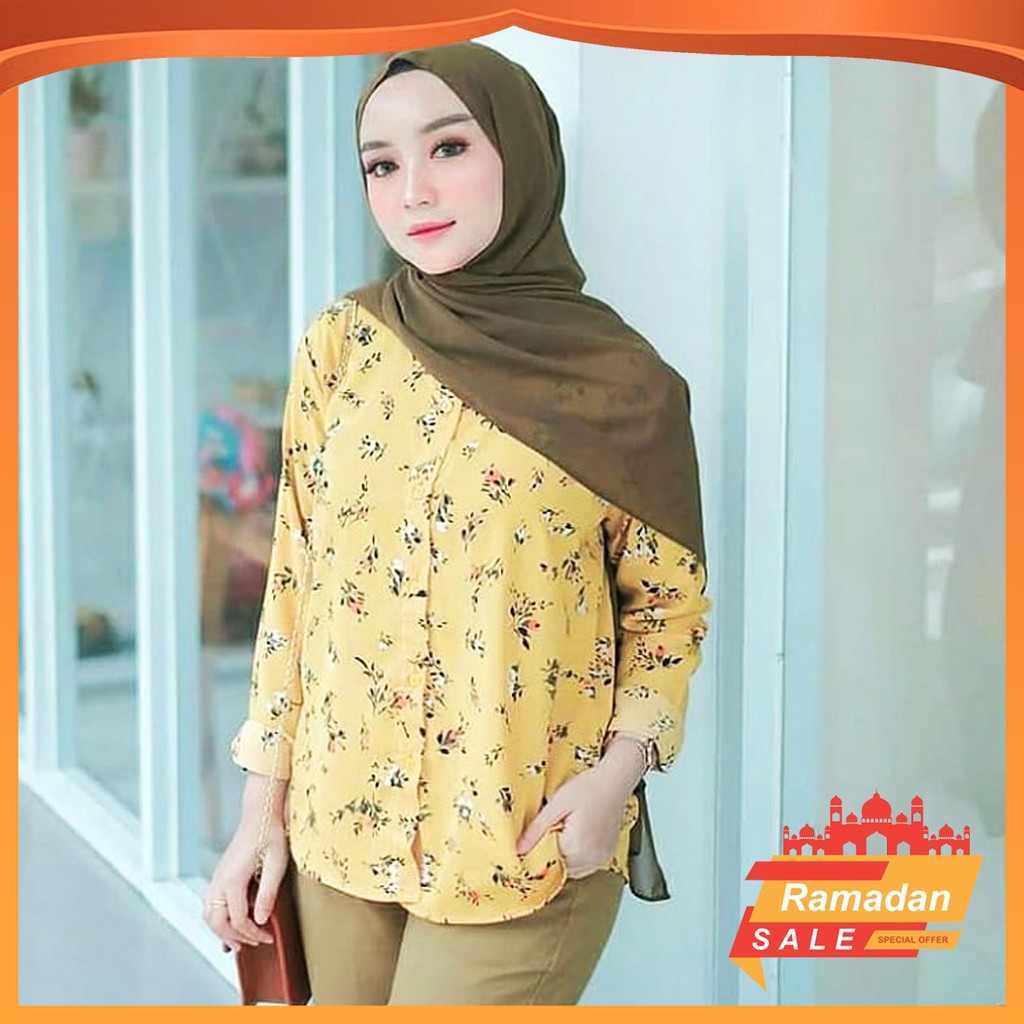 Jual New Upload Blouse Vanya Kemeja Monalisa Motif 1kg 7pcs