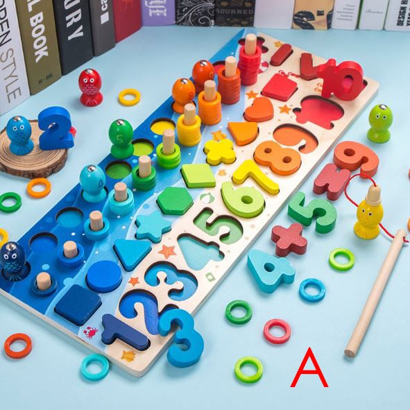 Wooden Toys Chunky Puzzle Fishing Game Angka Huruf Mainan Kayu Pancing Ikan Edukasi Montessori Anak