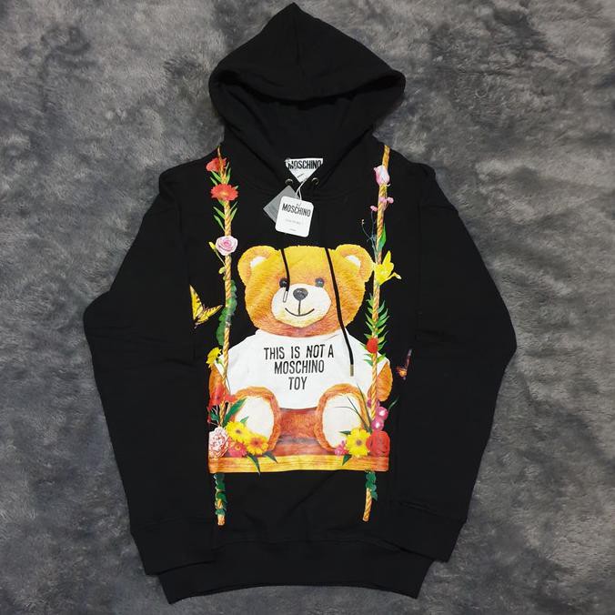 Produk Terbaru Promo Hoodie Moschino Floral Teddy Bear Sweatshirt Black - S
