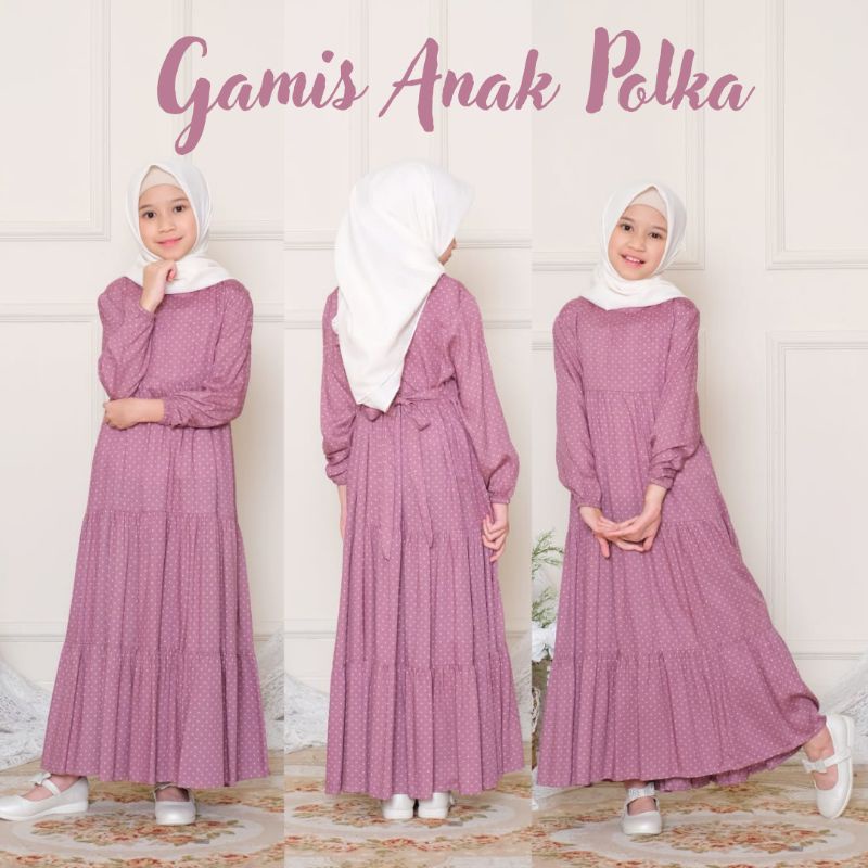 Terlaris-Busana Muslimah Anak-Homey Dress Polka Kids-Gamis Anak Bahan Katun Rayon Premium-Bisa COD