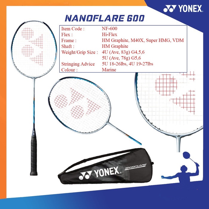 SALE YONEX NANOFLARE 600 RAKET BADMINTON ORIGINAL - 4U