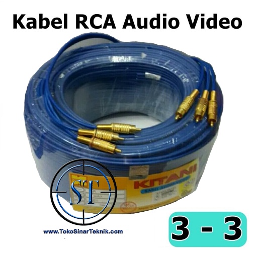 Kabel DVD RCA 3-3 Audio Video Av KITANI Super Premium 3R3 3RCA to RCA Dengan Jack Rca Gold Plate Male