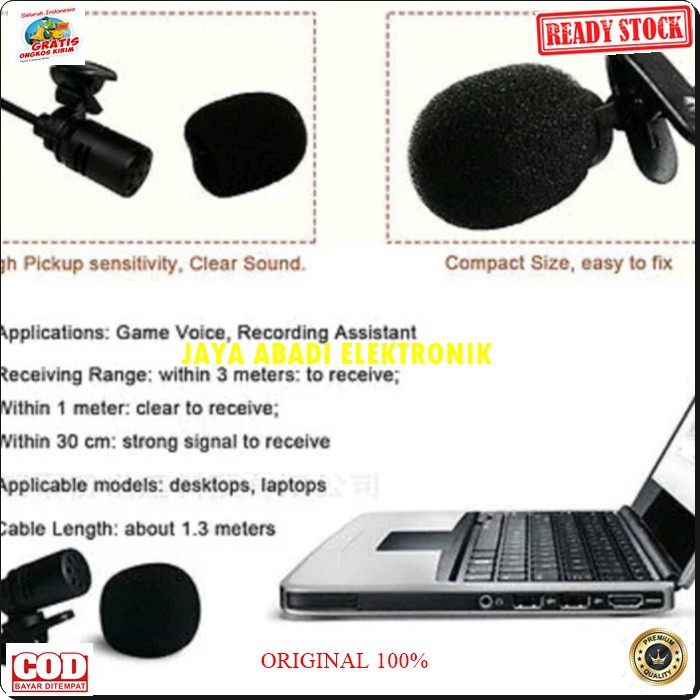 G156 ORIGINAL mic jepit 3.5mm stereo mik klip microphone clip mikrophone kerah baju kabel BISA UNTUK SEGALA JENIS cable audio sound sistem vocal vokal youtube komputer universal karaoke smule hp handphone youtuber G156  PANJANG 120-150 CM  BISA UNTUK SEGA