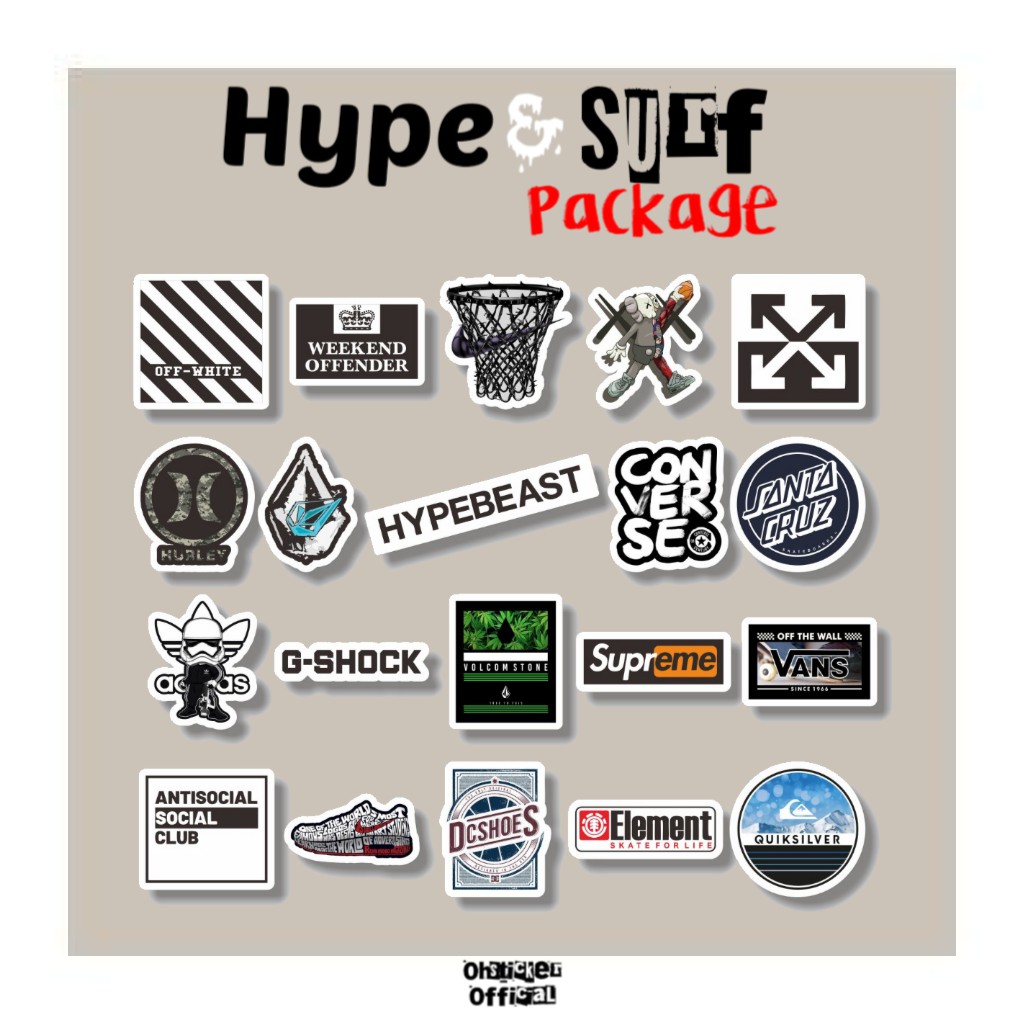 

STICKER TUMBLR HYPEBEAST & SURF PACKAGE STICKER VINYL AESTHETIC CASE HANDPHONR LAPTOP DECAL HELM DIY
