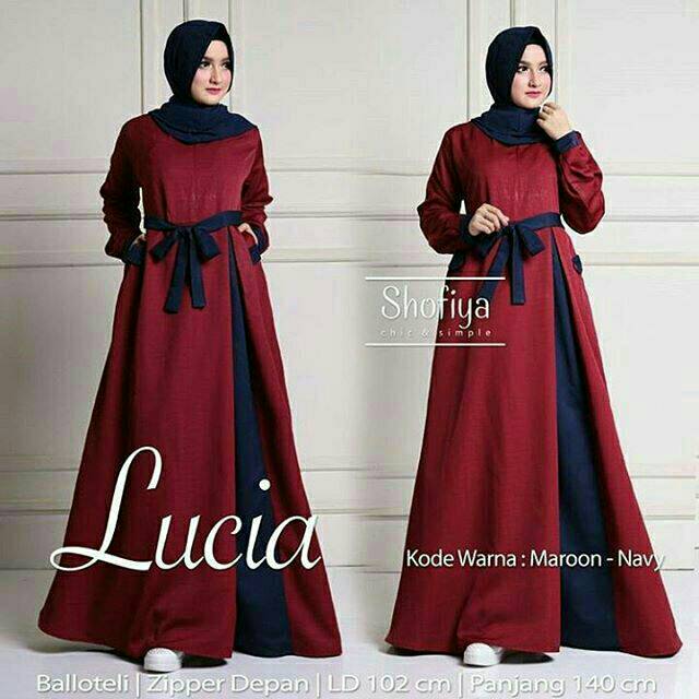 Lucia Dress / Grosir Baju Gamis Dress murah wanita / Gamis Brukat Syari