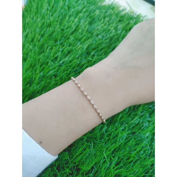 GELANG TANGAN RANTE KAPSUL BULAT UKIR +2 BEL/ GELANG PERAK ASLI SILVER 925 LAPIS EMAS/ GELANG FASHION WANITA TERBARU