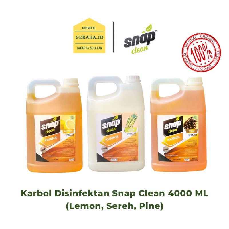 Karbol Mengandung Disinfektan Snap Clean 4 Liter