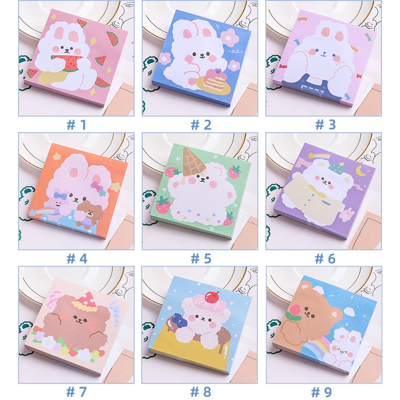 80 Sheets Mini Cute Sticky Note Student Cartoon Memo Message Notepad