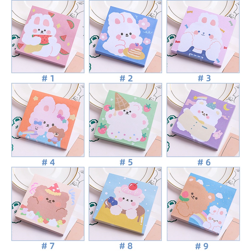 80 Lembar Sticky Note Motif Kartun Lucu Warna-Warni