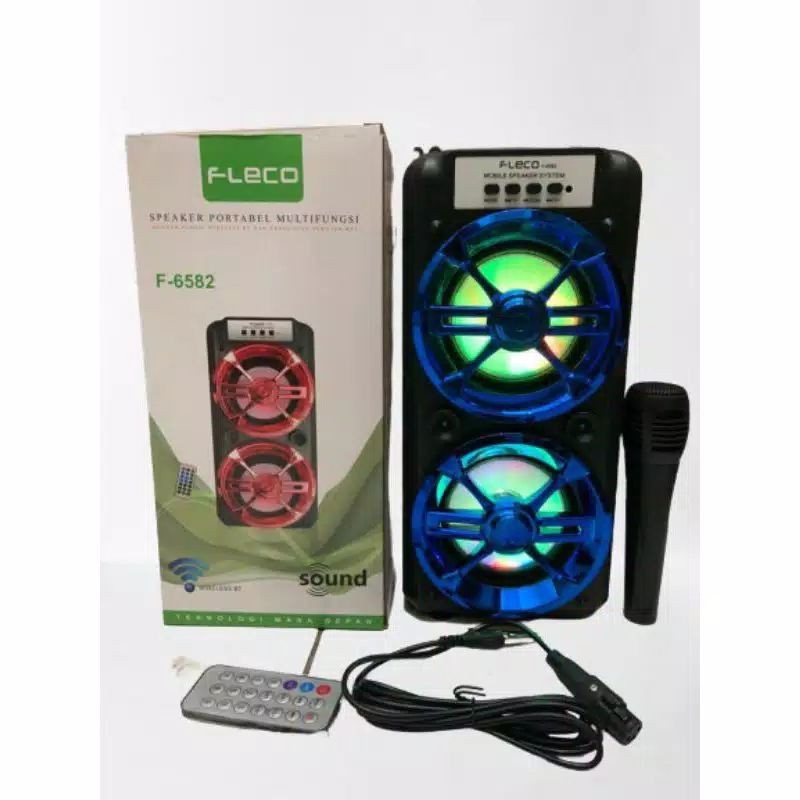 Speaker Bluetooth Karaoke Fleco F 6581/F 6582 Free Mic+Remote