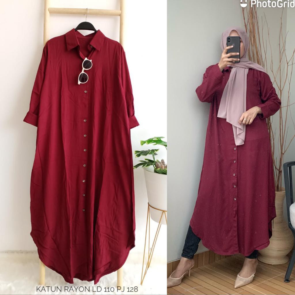 tunik katun rayon polos import (lilac,blac,seagreen,navy)