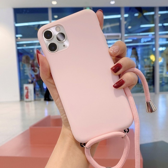 OPPO A74 5G 6.5 INCH PREMIUM SILIKONE CASE LANYARD TALI SEWARNA