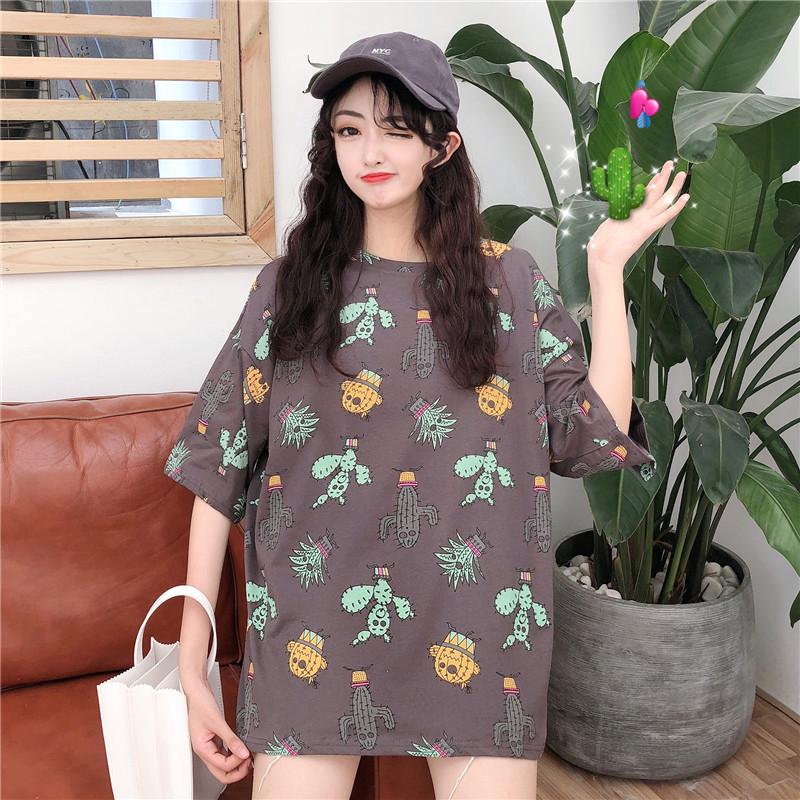 Kami Gadis kaos  lengan  pendek  Korea longgar Longgar 