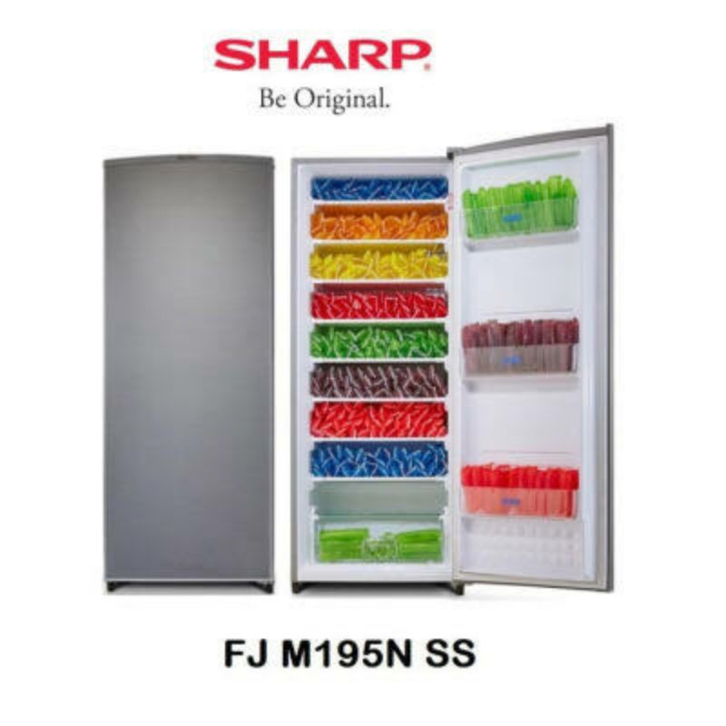 SHARP KULKAS FREEZER STANDING FJ-M195N-SS 8 RAK FJM195NSS FJ M195N SS LOW WATT