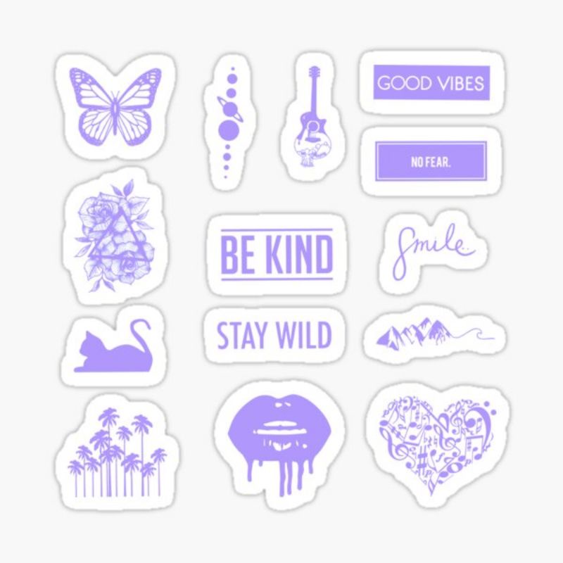 

sticker set ungu/purple aestethic tanpa dipotong