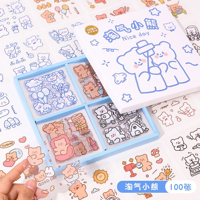 Stiker Aesthetic Lucu Unik Transparant 1 Kotak isi 100 Lembar