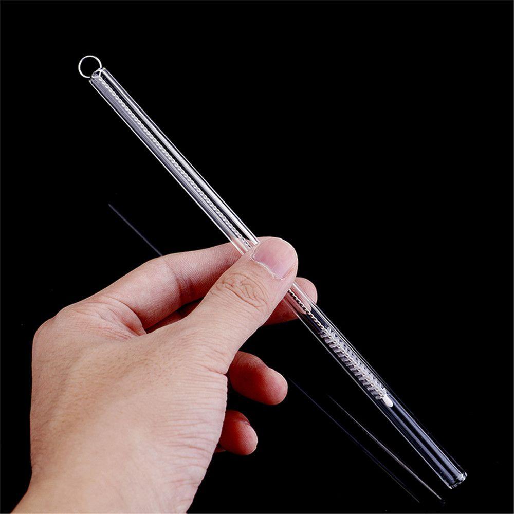 Solighter 4pcs/set Sedotan Kaca Dapur Transparan Minum Sikat Bersih