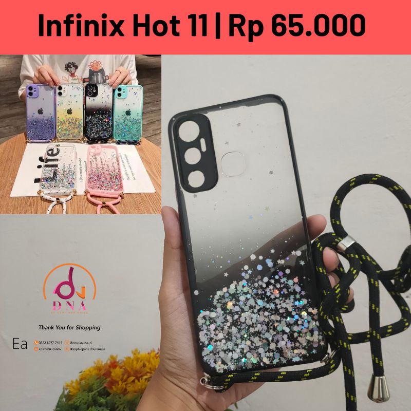 case infinix hot 11 gliter ada tali nagita