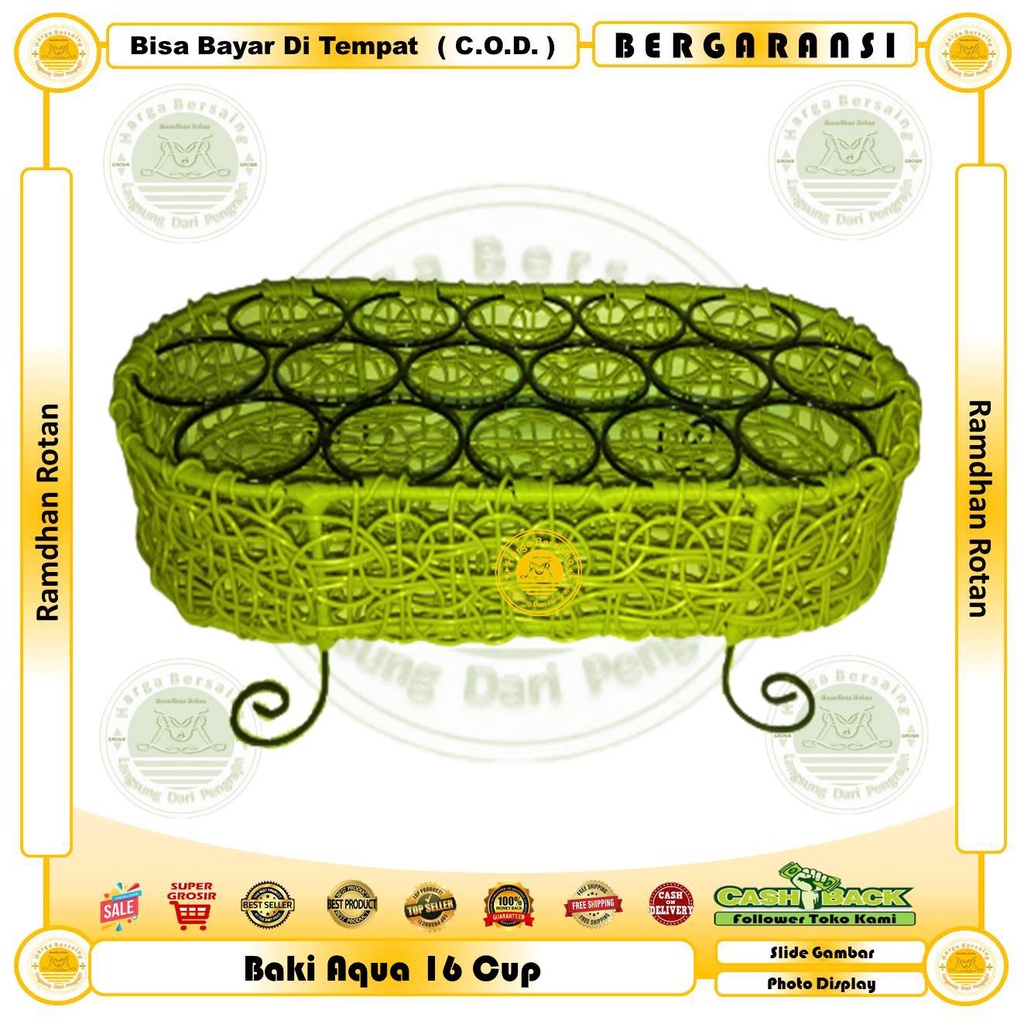 Jual Baki Aqua Kemasan Cup 16 Kerangka Besi Lilitan Rotan Sintetis