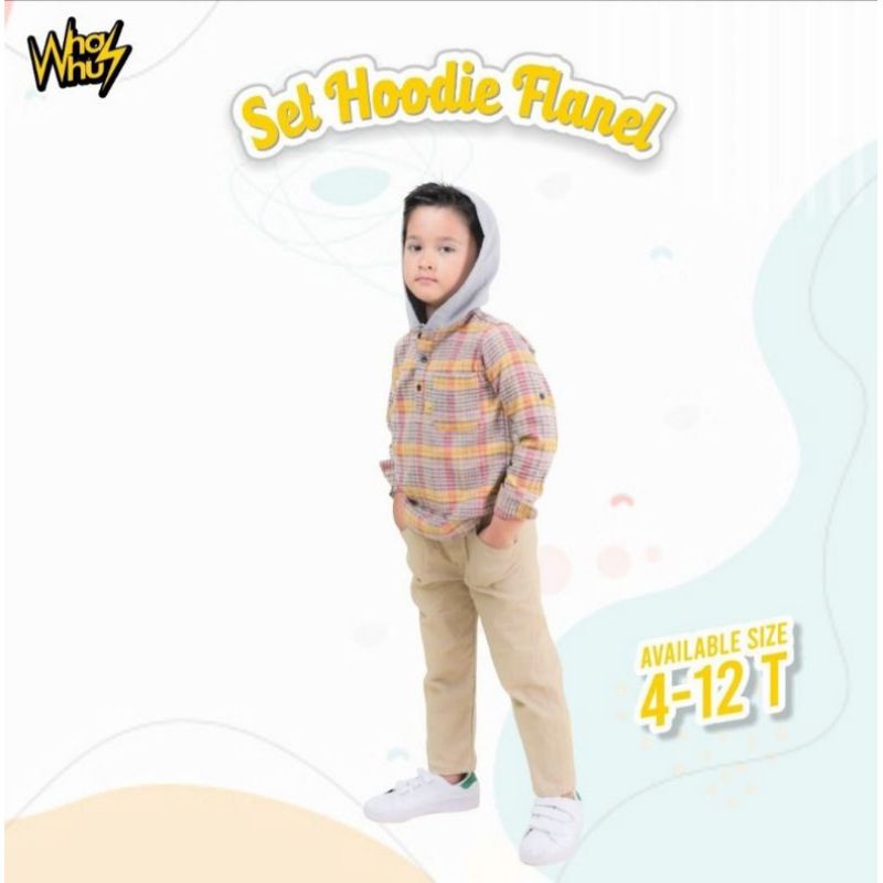 Afsheenastore Hoodie Flanel By Whaz Whuz / Setelan Kemeja Flanel Anak