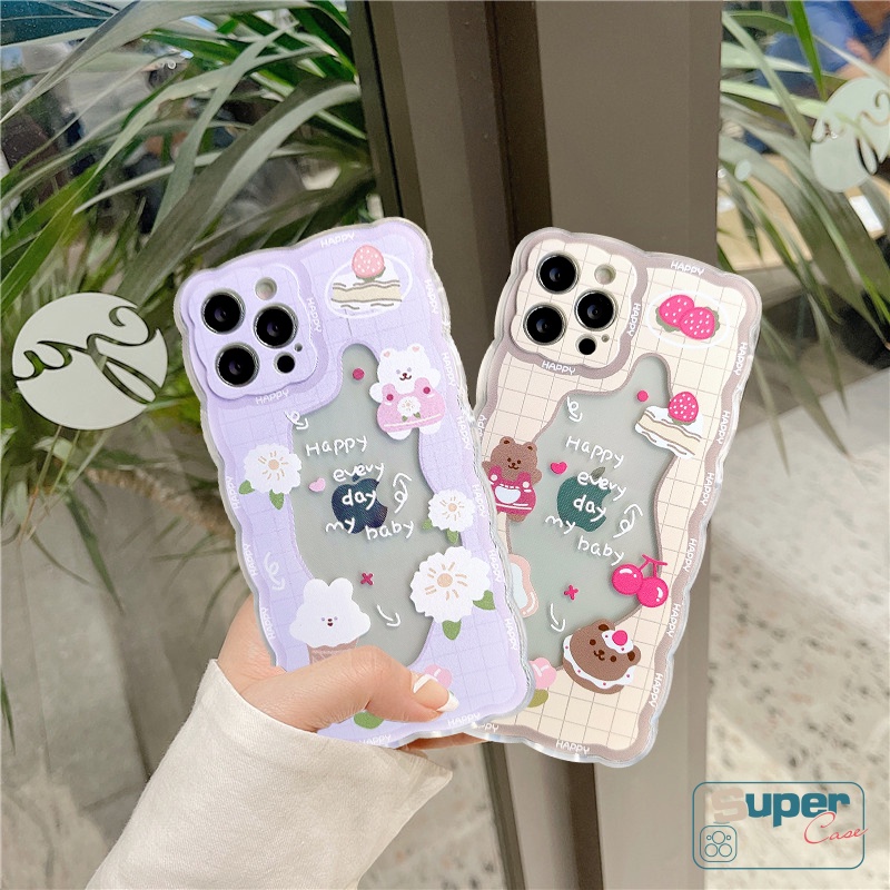 Soft Case Bahan Tpu Motif Beruang Kelinci Untuk iPhone 11 12 13 pro Max 8plus 7 6 6s 8 plus X XR XS Max SE 2020