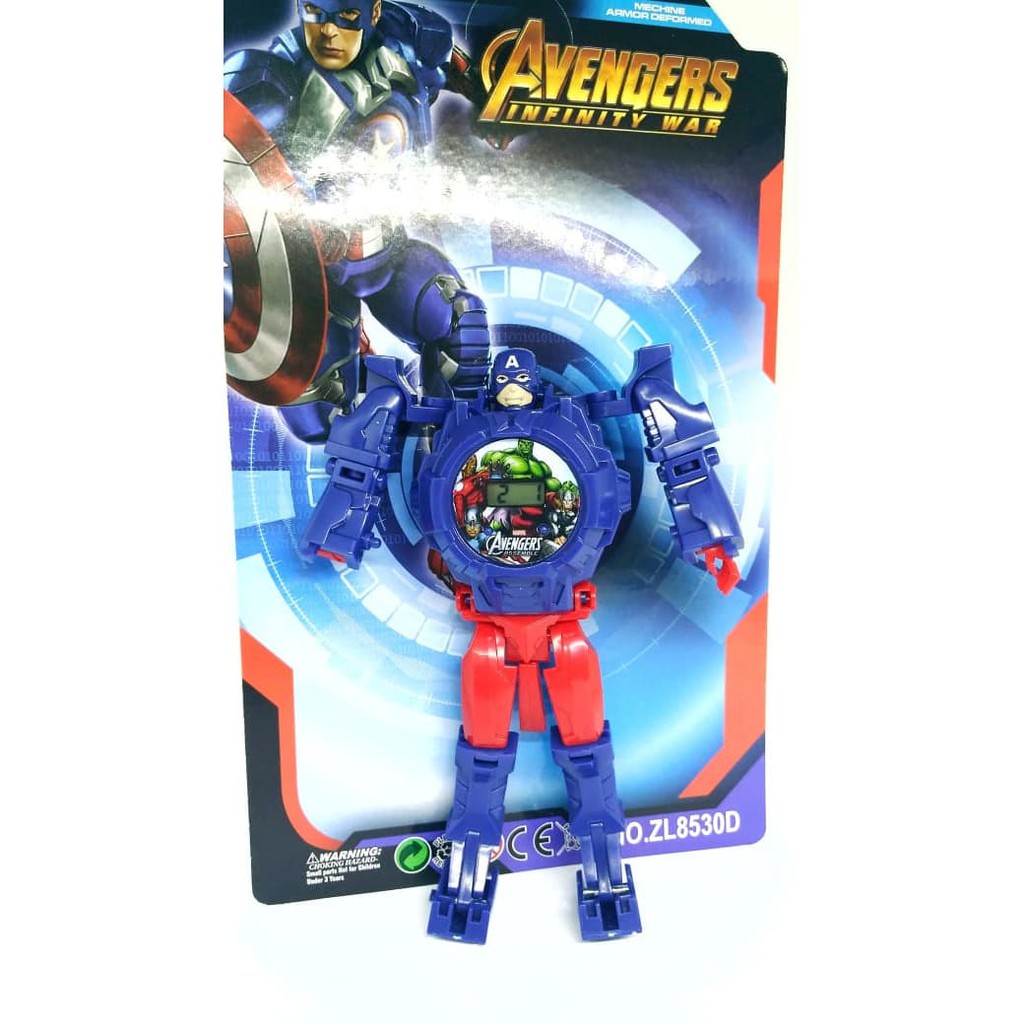 Limited! JAM TANGAN ANAK ROBOT AVENGERS CAPTAIN AMERICA MINI WATCH DIGITAL