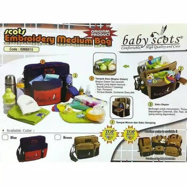 Baby Scots Tas perlengkapan bayi / Diapers bag / Tas popok Medium