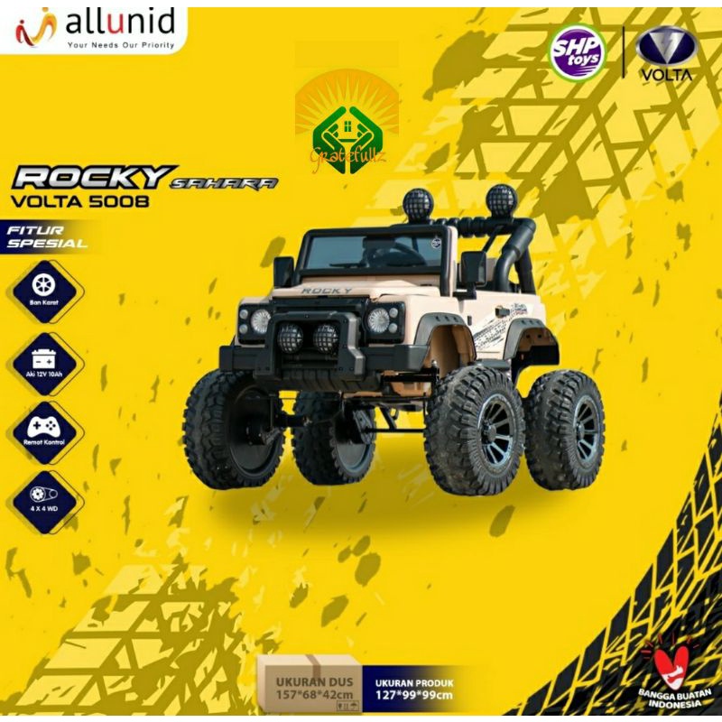 Mainan mobil aki anak Rocky Voltra Monster Sahara 5008  ban karet