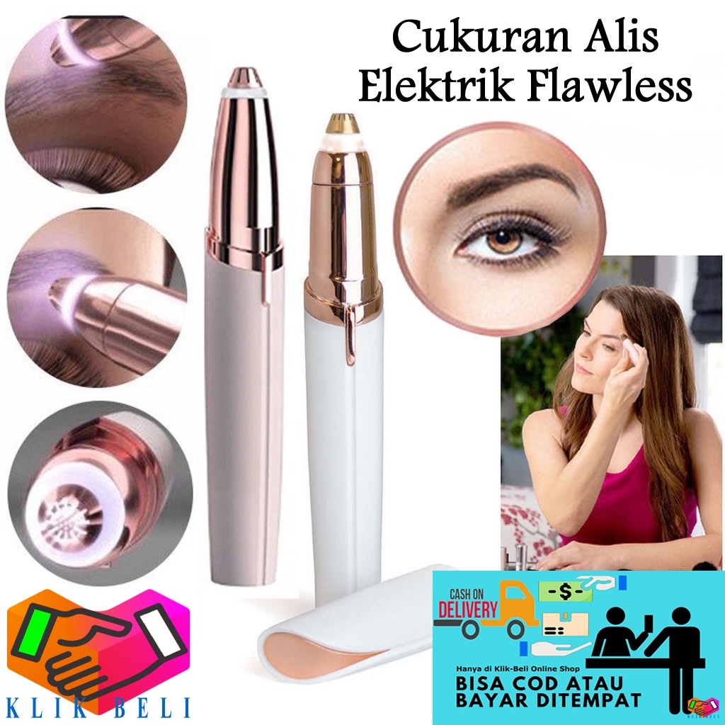 Cukuran Alis Elektrik Alat Cukur Pisau Rapikan Flawless Lampu LED Eyebrow Remover