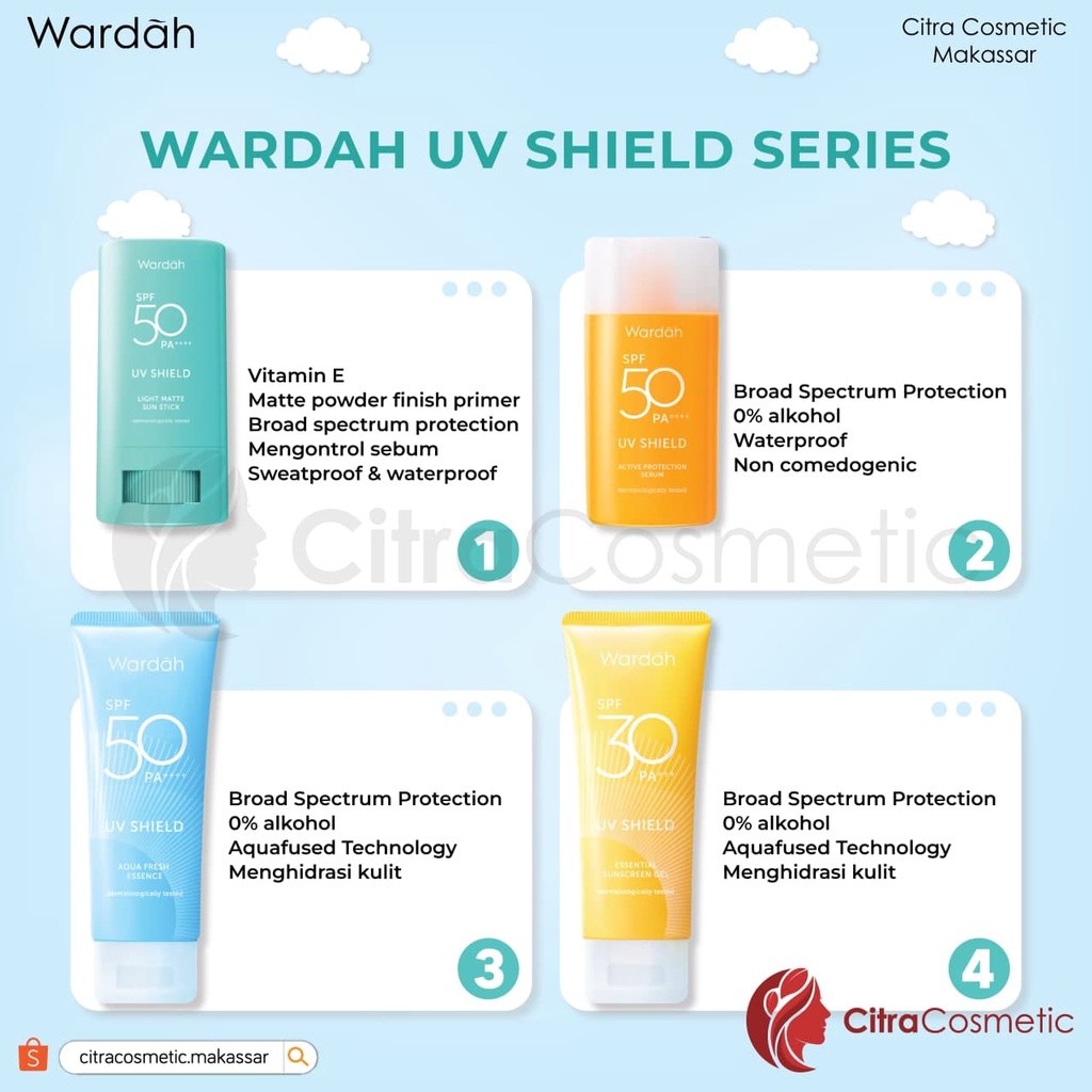 Wardah Uv Shield  Aqua Fresh Essence | Active Protection Serum | SPF 50 PA++++ sunscreen | Light Matte Sun Stick