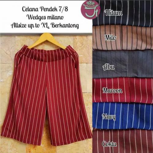 CELANA KULOT PENDEK SALUR 3/4 7/8 JUMBO - Celana Polos Wanita Crepe Wafel