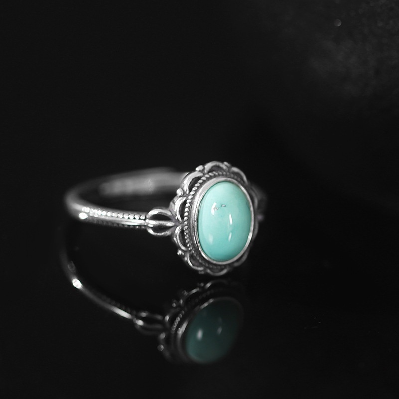 Cincin Model Terbuka Bahan alloy Desain Geometri Hias turquoise Imitasi Gaya Eropaamerika adjustable Untuk Wanita