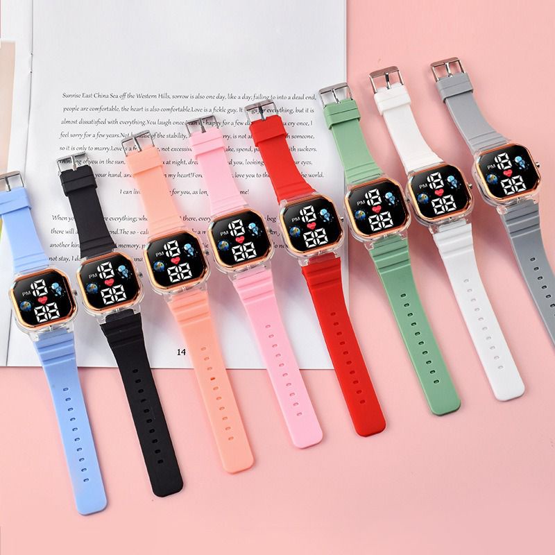 Jam Tangan Wanita Rubber Digital Trendy Dial Kotak Korean Fashion