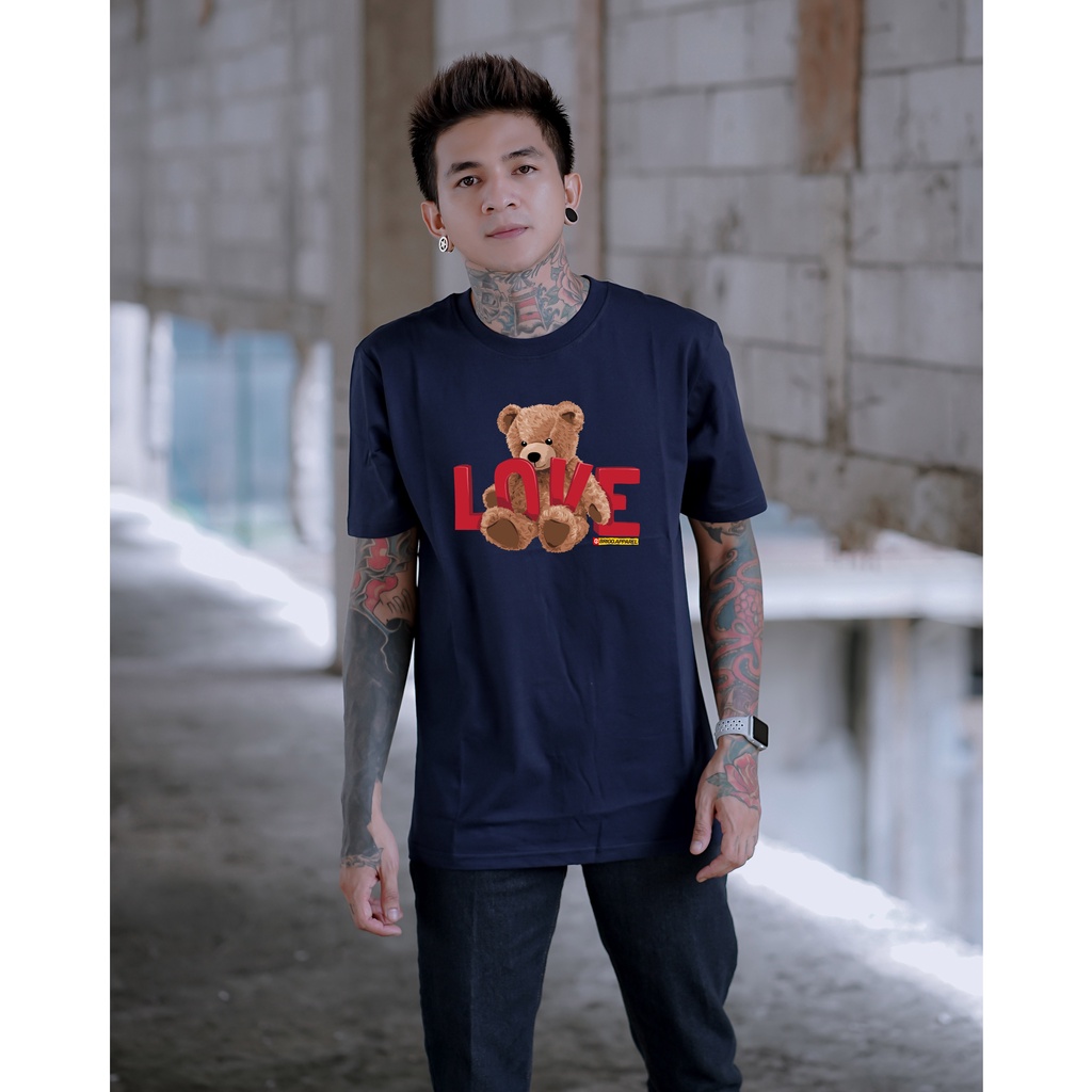 BRIGO Kaos Lengan Pendek Bear Love || Kaos Katun Combed M-XL || Kaos Distro BRIGO Beruang Love