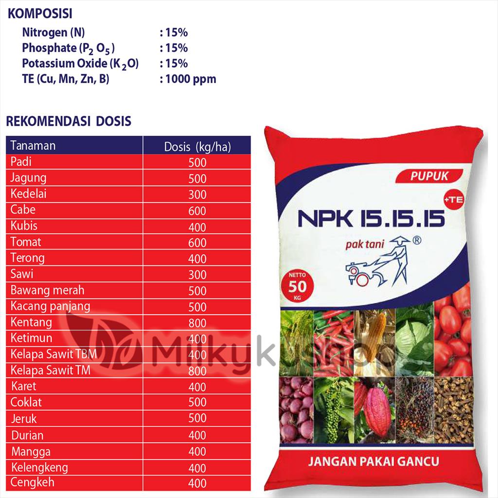 PUPUK PAK TANI NPK 15 15 15 BERAT 1 KG KEMASAN REPACK