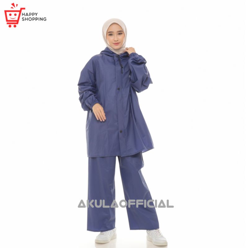 JAS HUJAN, RAINCOAT Pria Wanita Terbaik By AKULA Anti Rembes NAVY