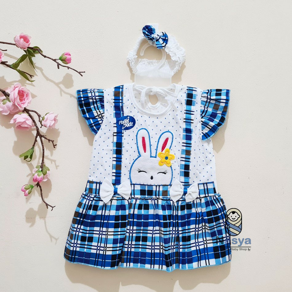 [P-033] Dress Bayi 0-6 Bulan (GRATIS Bandana) / Baju Anak Bayi Perempuan Bahan Kaos PE