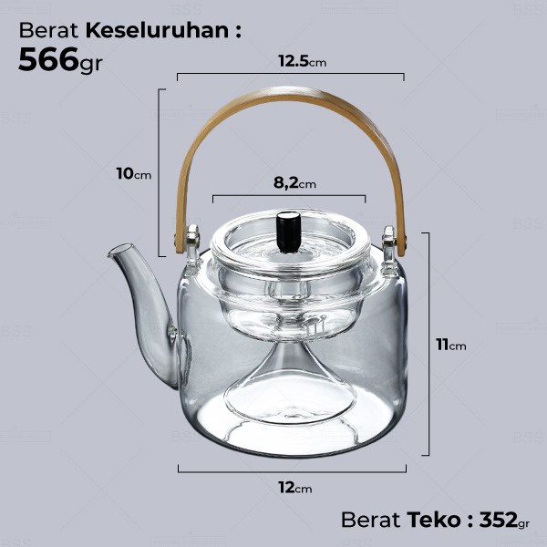 Teko Teh Kukus 2 model Saringan 1100ml Steam Rebus Daun Teh Kaca Borosilicate Bisa Kena Api