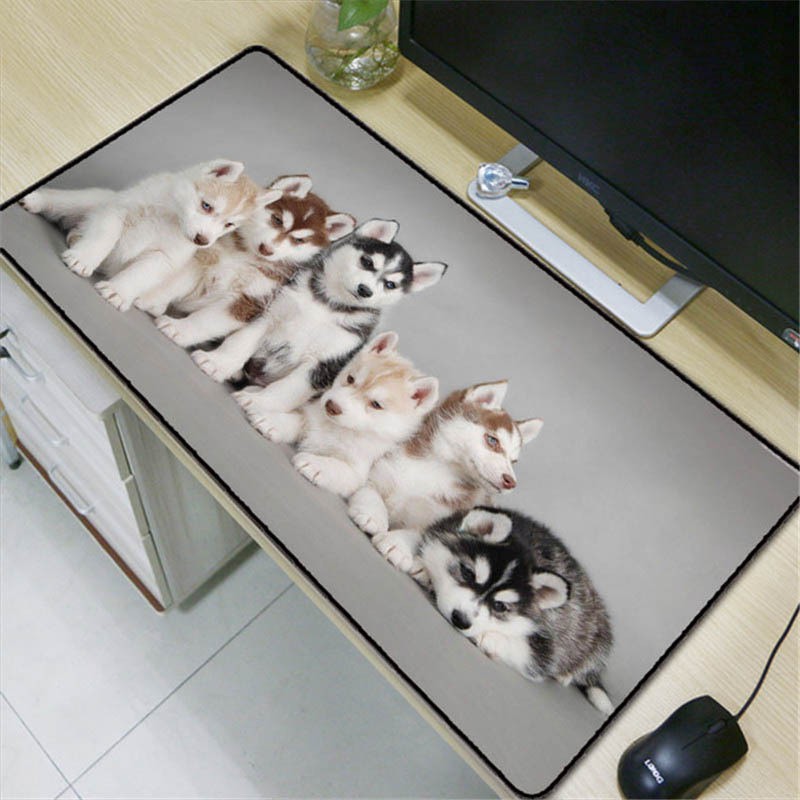 Mouse Pad Gaming Ukuran Besar Motif Hewan Anjing Warna Putih