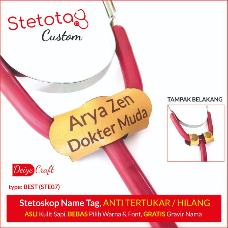 

Stetoskop Tag Custom Name Model BEST Bahan Kulit Sapi Asli