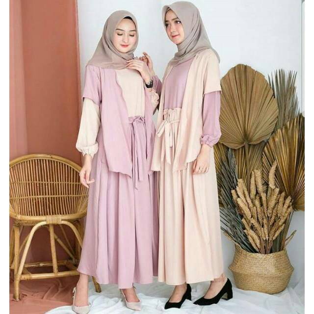 Firanda maxi dress/fashion hijab terkini/gamis wanita trendi/gamis kekinian murah cantik/busana cewe