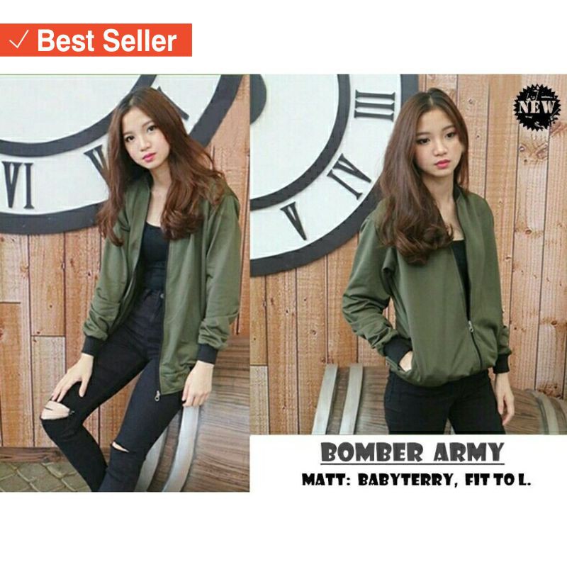 BOMBER PRIA WANITA STYLE MODERN HITS / MichelleStore Jaket Bomber Army Polos Long Sleeve