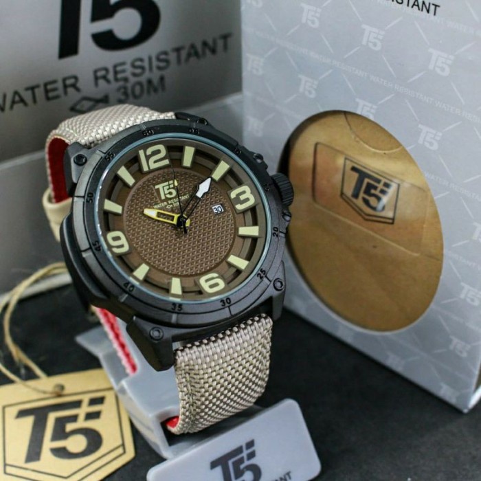 Jam Tangan Pria T5 H3568 T5 H 3723 original leather date bergaransi include box