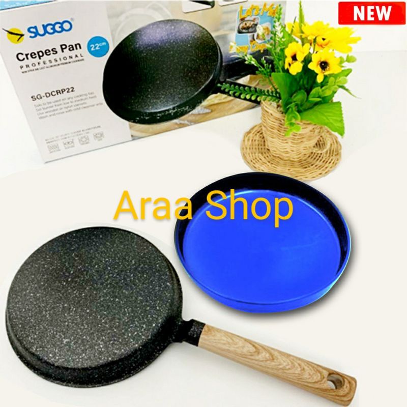 SUGGO Crepes Pan + Loyang Wadah Adonan 22cm Wajan Kwalik Kulit Lumpia Dadar Gulung Risol Keroket Pen