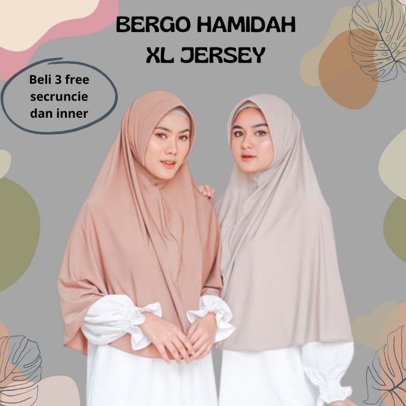 Hijab Khimar Bergo Hamidah Jumbo XL Spandek Jersey | Jilbab Bergo Hamidah Simple Ped XL Spandex Jers